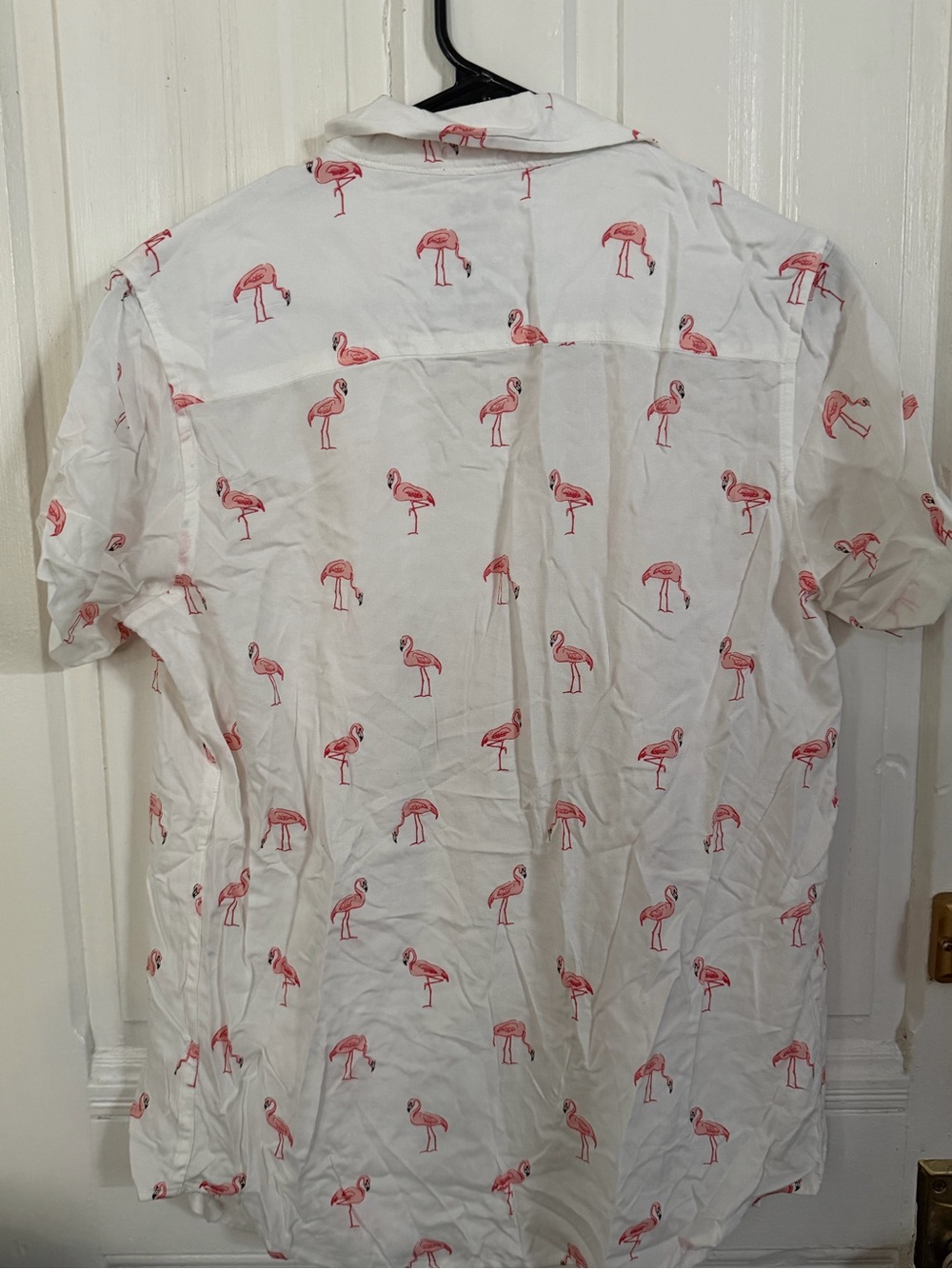 Aeropostale White Short-Sleeve Shirt with Pink Flamingo Print